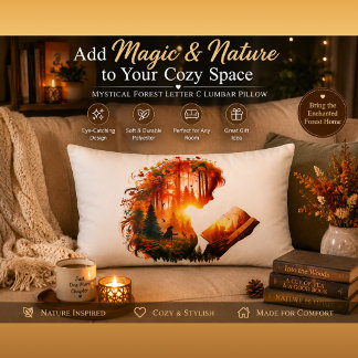 Mystical Forest Letter C Lumbar Pillow | Fantasy W