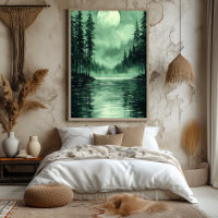 Mystical Forest Moon in Monochrome Green