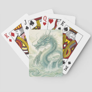 Mystical Fox Dragon Watercolor Art (2) Playing Cards