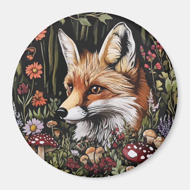 Mystical Fox in Enchanted Forest Magnet (Front)