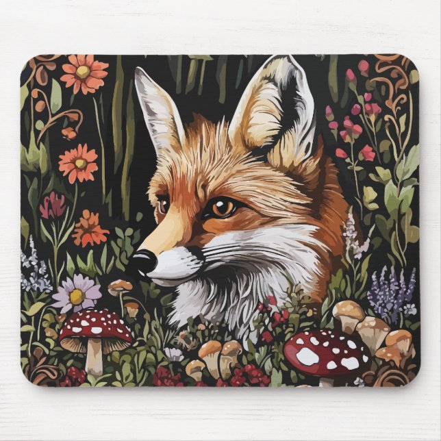 Mystical Fox in Enchanted Forest Mouse Pad (Front)