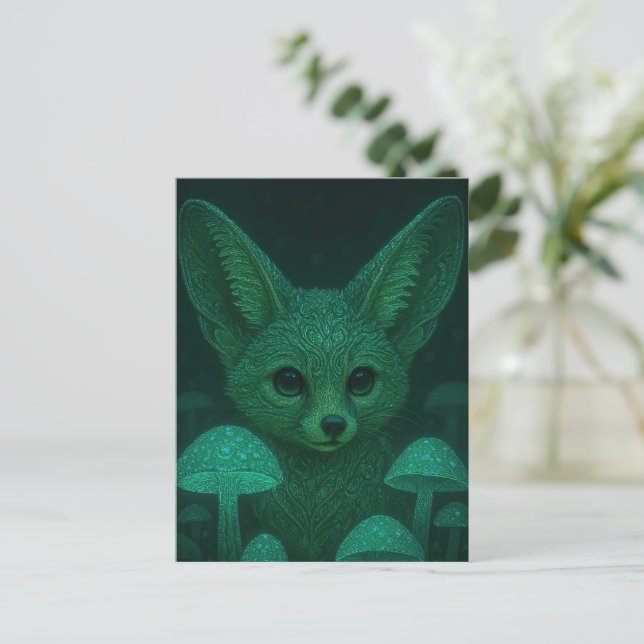 Mystical Fox Postcard | Fairycore Glowing Mushroom (Standing Front)