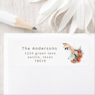 mystical fox watercolor woodland return address label