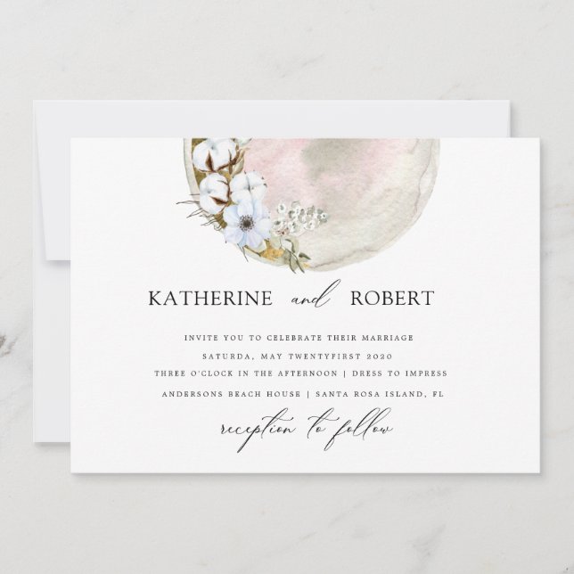 mystical full moon bohemian pink Wedding Invitation (Front)