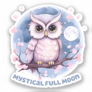 Mystical Full Moon – Pastel Purple Night Sky - Owl