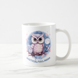 Mystical Full Moon – Pastel Purple Night Sky - Owl Coffee Mug
