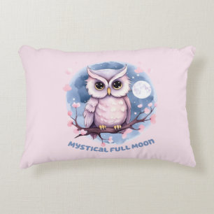 Mystical Full Moon – Pastel Purple Night Sky - Owl Decorative Cushion