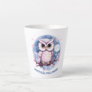 Mystical Full Moon – Pastel Purple Night Sky - Owl Latte Mug
