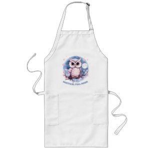 Mystical Full Moon – Pastel Purple Night Sky - Owl Long Apron