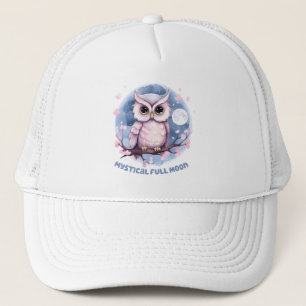 Mystical Full Moon – Pastel Purple Night Sky - Owl Trucker Hat