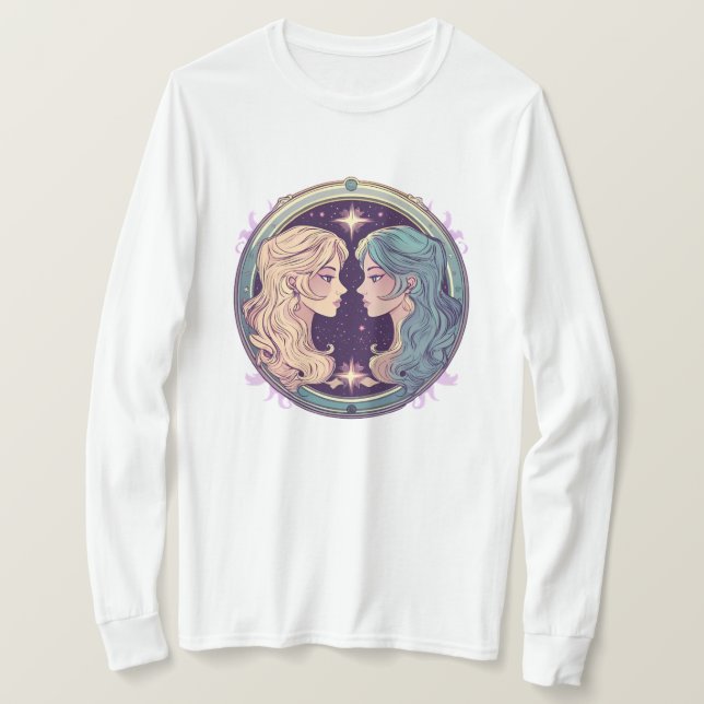 Mystical Gemini Reflection T-Shirt (Design Front)