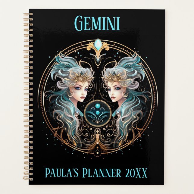 Mystical Gemini Zodiac Artwork  Planner (Front)