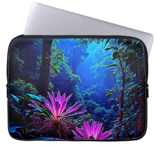 Mystical Glowing Jungle Bloom Design Laptop Sleeve