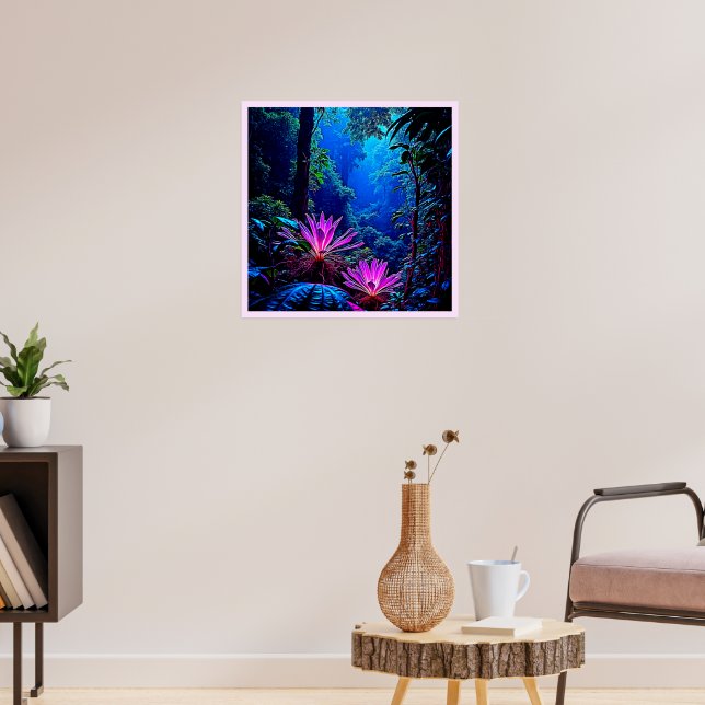 Mystical Glowing Jungle Bloom Design Poster (Living Room 3)