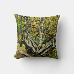 Mystical Gnarled Karelian Birch Tree Cushion