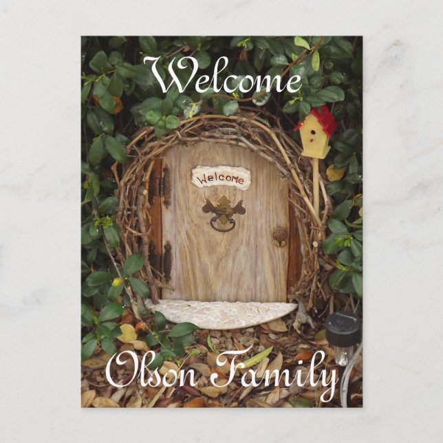 Mystical Gnome Garden Door Welcome Postcard (Front)