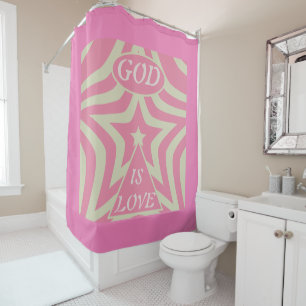 Mystical God Is Love Star Deep Purple & Grey Faith Shower Curtain