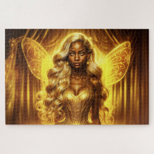 Mystical goddess of light with radiant fairy wings jigsaw puzzle