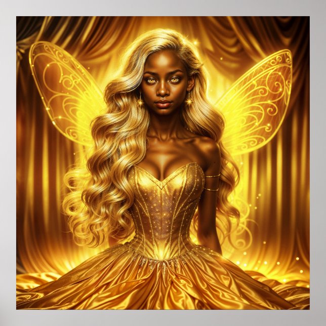 Mystical goddess of light with radiant fairy wings poster (Front)