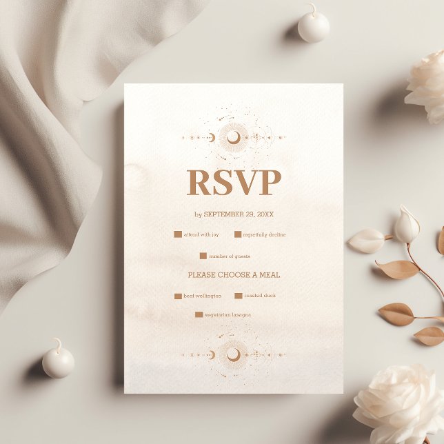 Mystical Gold Celestial Stars Wedding RSVP Card (Creator Uploaded)