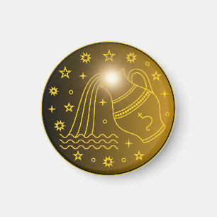 Mystical Golden Zodiac Aquarius Magnet