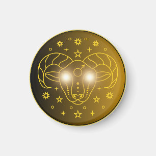 Mystical Golden Zodiac Aries Magnet