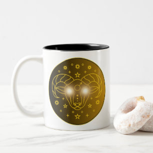Mystical Golden Zodiac Aries Two-Tone Coffee Mug