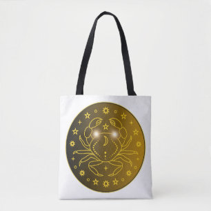 Mystical Golden Zodiac Cancer Tote Bag
