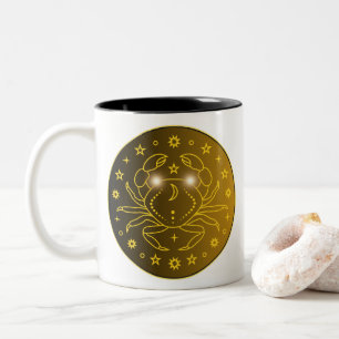 Mystical Golden Zodiac Cancer Two-Tone Coffee Mug