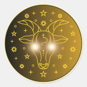 Mystical Golden Zodiac Capricorn Classic Round Sticker