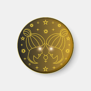 Mystical Golden Zodiac Gemini Magnet