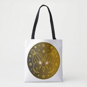 Mystical Golden Zodiac Gemini Tote Bag