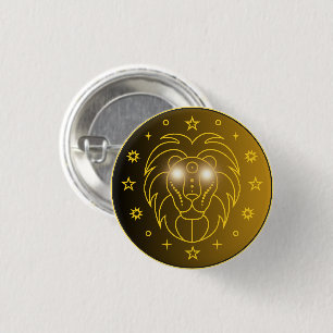 Mystical Golden Zodiac Leo 3 Cm Round Badge