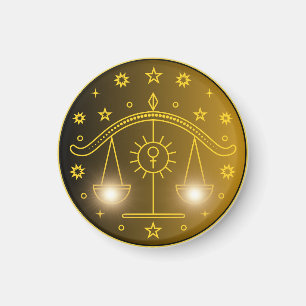 Mystical Golden Zodiac Libra Magnet