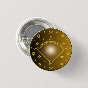 Mystical Golden Zodiac Sagittarius 3 Cm Round Badge