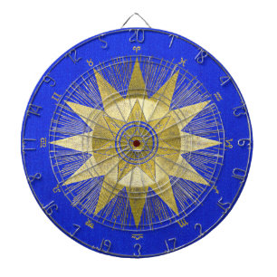 Mystical Golden Zodiac Sunburst Astrology Art Dartboard