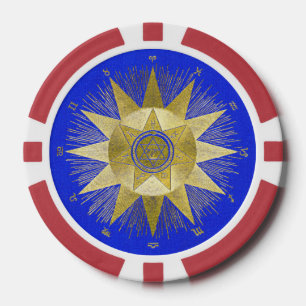 Mystical Golden Zodiac Sunburst Astrology Art Poker Chips