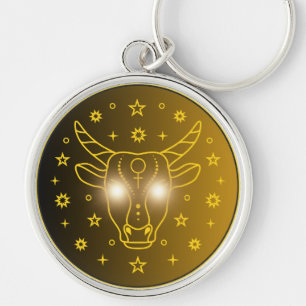 Mystical Golden Zodiac Taurus Key Ring