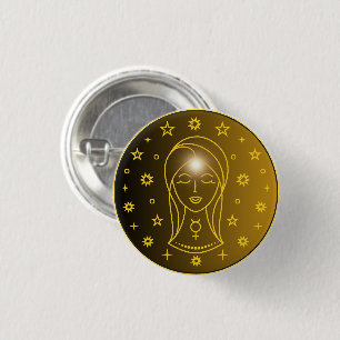 Mystical Golden Zodiac Virgo 3 Cm Round Badge