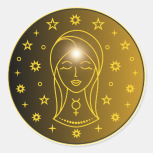 Mystical Golden Zodiac Virgo Classic Round Sticker