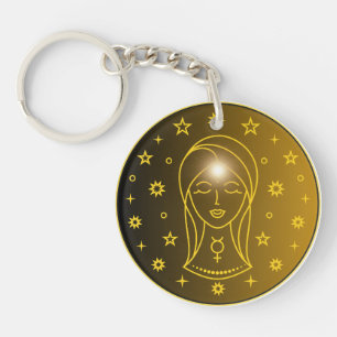 Mystical Golden Zodiac Virgo Key Ring