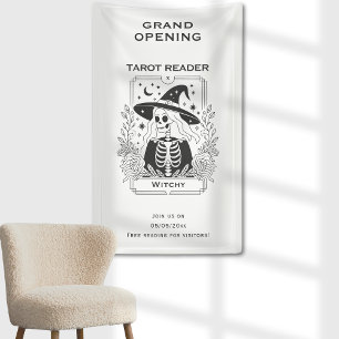 Mystical Gothic Black And White Witch Tarot Design Banner