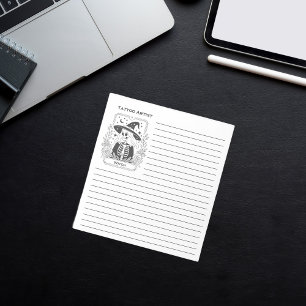 Mystical Gothic Black And White Witch Tarot Notepad