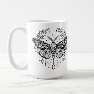 Mystical Gothic Moth Botanical Celestial Line Art  Coffee Mug