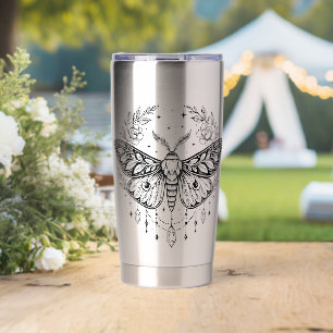 Mystical Gothic Moth Botanical Celestial Line Art  Insulated Tumbler