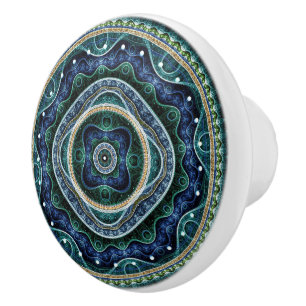 Mystical Grand Royal Julian Fractal Mandala Art Ceramic Knob