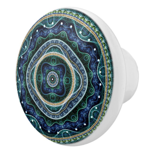 Mystical Grand Royal Julian Fractal Mandala Art Ceramic Knob (Right)