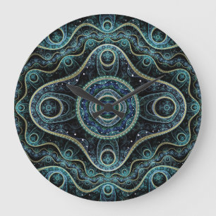 Mystical Grand Royal Julian Fractal Mandala Art Large Clock