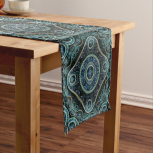 Mystical Grand Royal Julian Fractal Mandala Art Short Table Runner