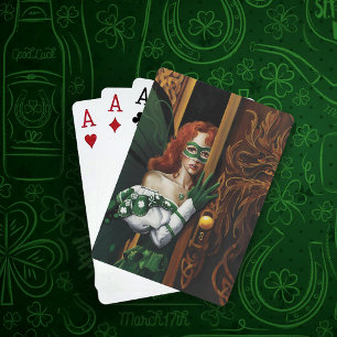 Mystical Green Celtic Fairy Secret Password Irish Playing Cards